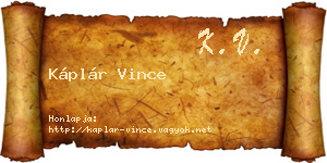 Káplár Vince névjegykártya