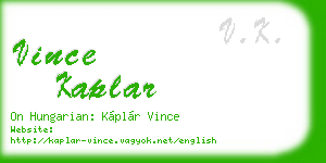 vince kaplar business card